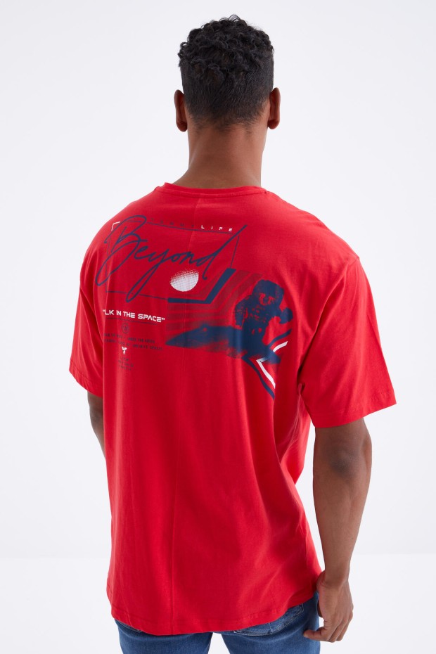 Tommy Life Kırmızı Baskı Detaylı O Yaka Erkek Oversize T-Shirt - 88099. 1 Tommy Life Kırmızı Baskı Detaylı O Yaka Erkek Oversize T-Shirt - 88099. 1