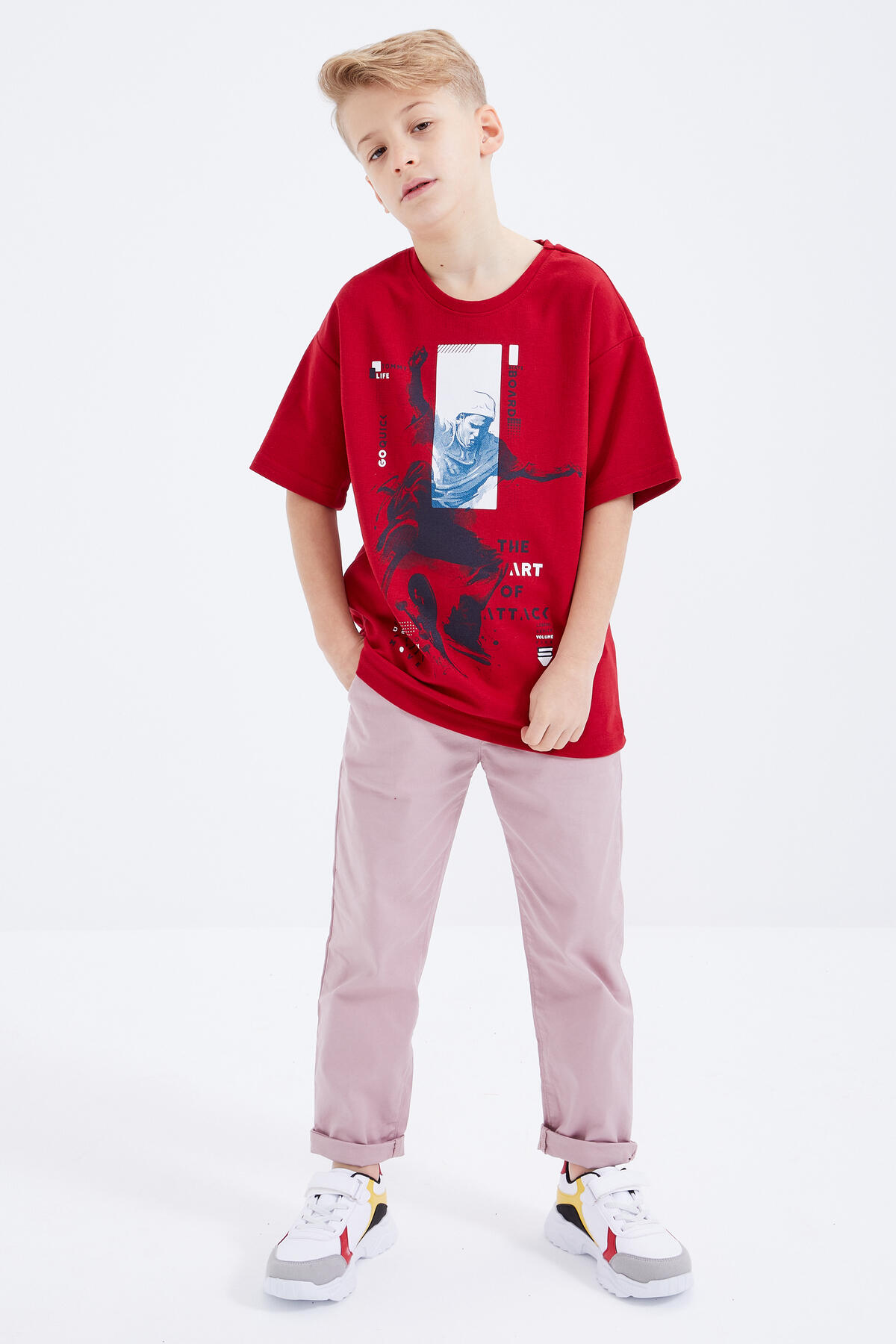 Tommy Life Kırmızı Baskılı Kısa Kollu O Yaka Erkek Çocuk T-Shirt - 10912. 4