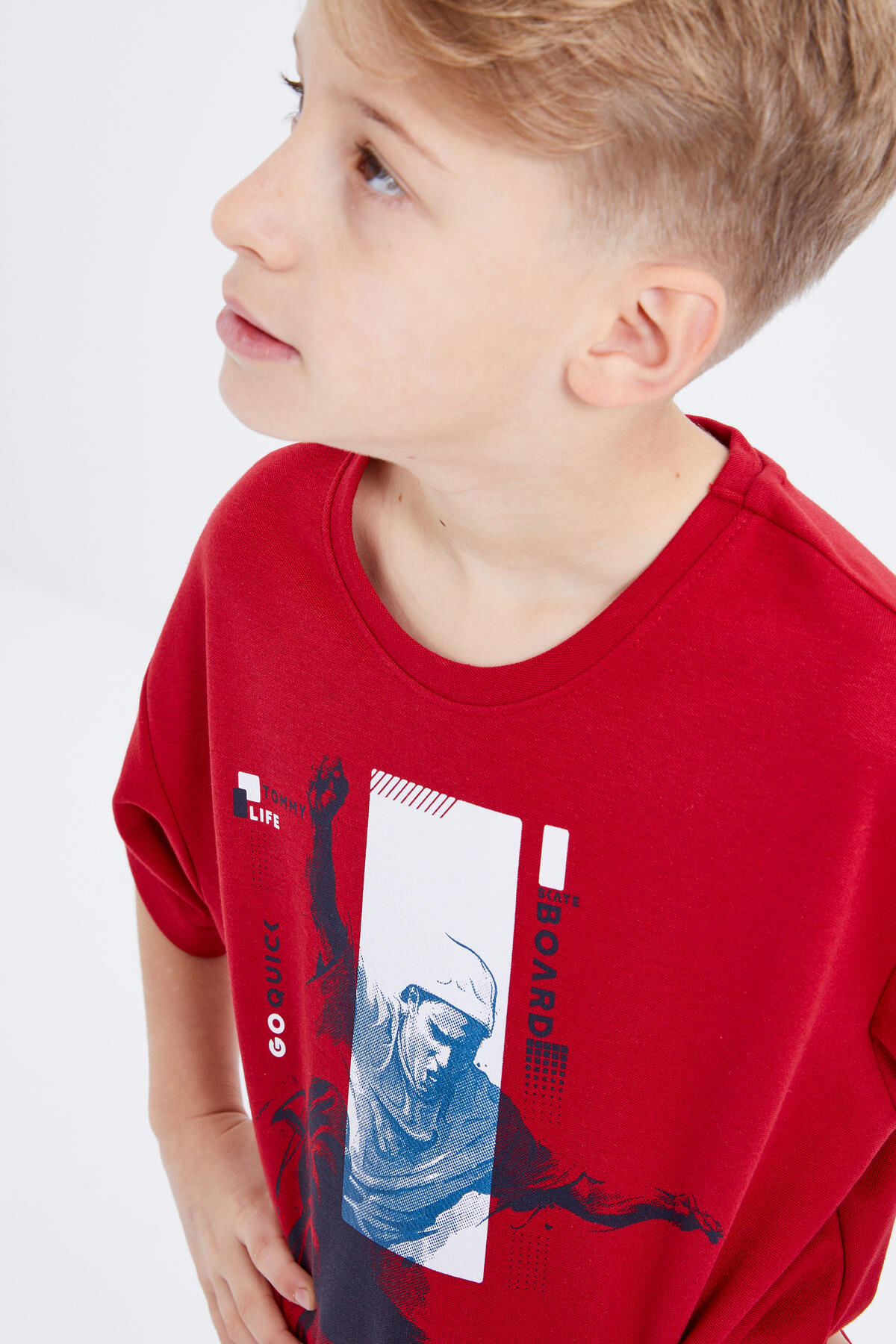 Tommy Life Kırmızı Baskılı Kısa Kollu O Yaka Erkek Çocuk T-Shirt - 10912. 8