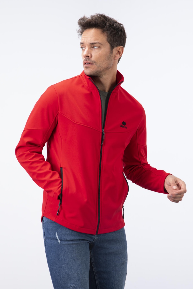 Tommy Life Kırmızı Fermuarlı Dik Yaka Su ve Rüzgar Geçirmez Softshell Erkek Mont - 88050. 3 Tommy Life Kırmızı Fermuarlı Dik Yaka Su ve Rüzgar Geçirmez Softshell Erkek Mont - 88050. 3