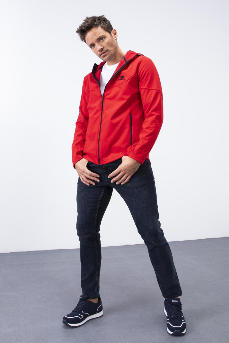 Tommy Life Kırmızı Fermuarlı Kapüşonlu Su ve Rüzgar Geçirmez Softshell Erkek Mont - 88051. 6 Tommy Life Kırmızı Fermuarlı Kapüşonlu Su ve Rüzgar Geçirmez Softshell Erkek Mont - 88051. 6