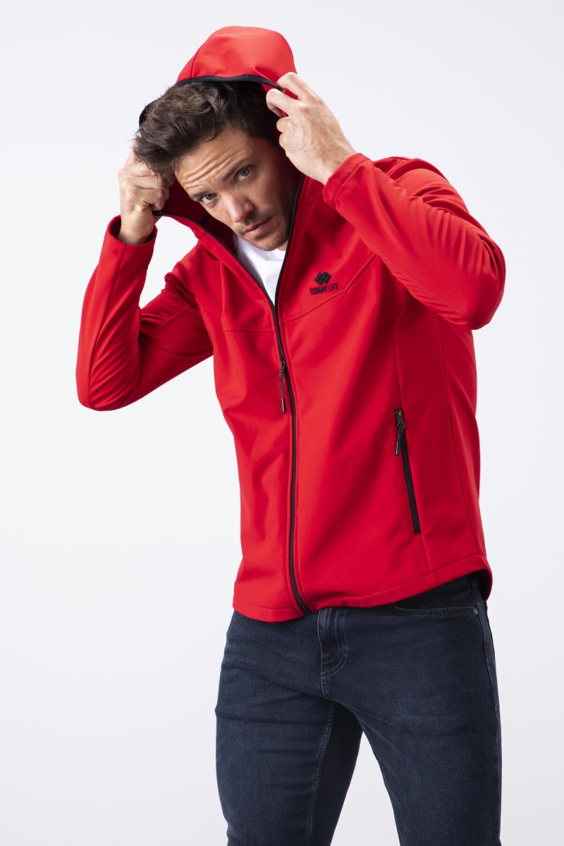 Tommy Life Kırmızı Fermuarlı Kapüşonlu Su ve Rüzgar Geçirmez Softshell Erkek Mont - 88051. 1 Tommy Life Kırmızı Fermuarlı Kapüşonlu Su ve Rüzgar Geçirmez Softshell Erkek Mont - 88051. 1