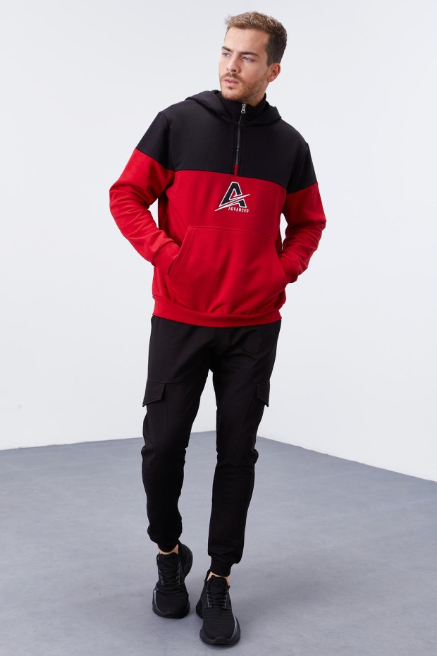 Tommy Life Kırmızı Nakış Detaylı Yarım Fermuar Kapüşonlu Erkek Sweatshirt - 88033. 3 Tommy Life Kırmızı Nakış Detaylı Yarım Fermuar Kapüşonlu Erkek Sweatshirt - 88033. 3