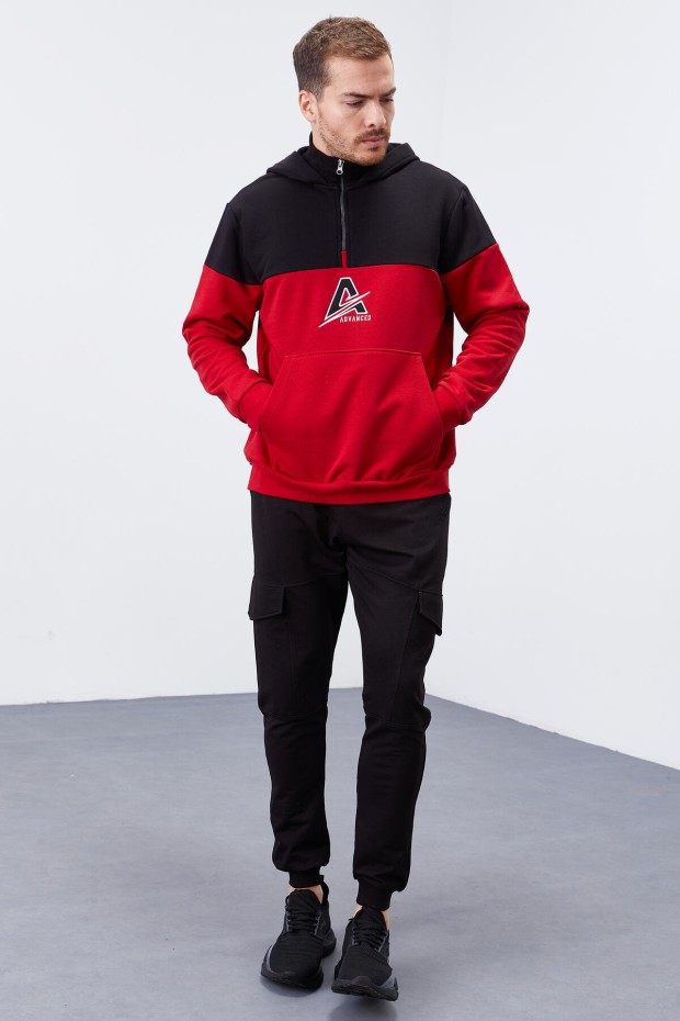 Tommy Life Kırmızı Nakış Detaylı Yarım Fermuar Kapüşonlu Erkek Sweatshirt - 88033. 8 Tommy Life Kırmızı Nakış Detaylı Yarım Fermuar Kapüşonlu Erkek Sweatshirt - 88033. 8