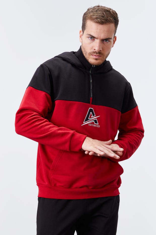 Tommy Life Kırmızı Nakış Detaylı Yarım Fermuar Kapüşonlu Erkek Sweatshirt - 88033. 7 Tommy Life Kırmızı Nakış Detaylı Yarım Fermuar Kapüşonlu Erkek Sweatshirt - 88033. 7
