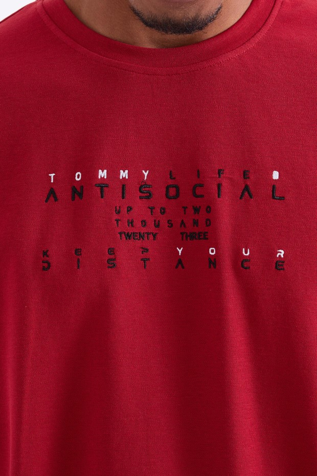 Tommy Life Kırmızı Küçük Yazı Nakışlı O Yaka Erkek Oversize T-Shirt - 88103. 8 Tommy Life Kırmızı Küçük Yazı Nakışlı O Yaka Erkek Oversize T-Shirt - 88103. 8