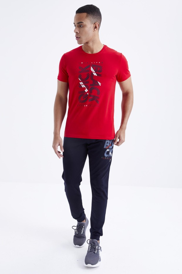 Tommy Life Kırmızı - Lacivert Baskı Detaylı O Yaka Standart Kalıp Manşetli Erkek Eşofman Takım - 85173. 3 Tommy Life Kırmızı - Lacivert Baskı Detaylı O Yaka Standart Kalıp Manşetli Erkek Eşofman Takım - 85173. 3