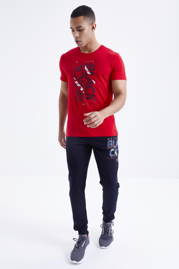 Tommy Life Kırmızı - Lacivert Baskı Detaylı O Yaka Standart Kalıp Manşetli Erkek Eşofman Takım - 85173. 6 Tommy Life Kırmızı - Lacivert Baskı Detaylı O Yaka Standart Kalıp Manşetli Erkek Eşofman Takım - 85173. 6
