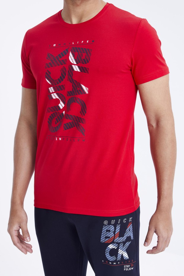 Tommy Life Kırmızı - Lacivert Baskı Detaylı O Yaka Standart Kalıp Manşetli Erkek Eşofman Takım - 85173. 7 Tommy Life Kırmızı - Lacivert Baskı Detaylı O Yaka Standart Kalıp Manşetli Erkek Eşofman Takım - 85173. 7