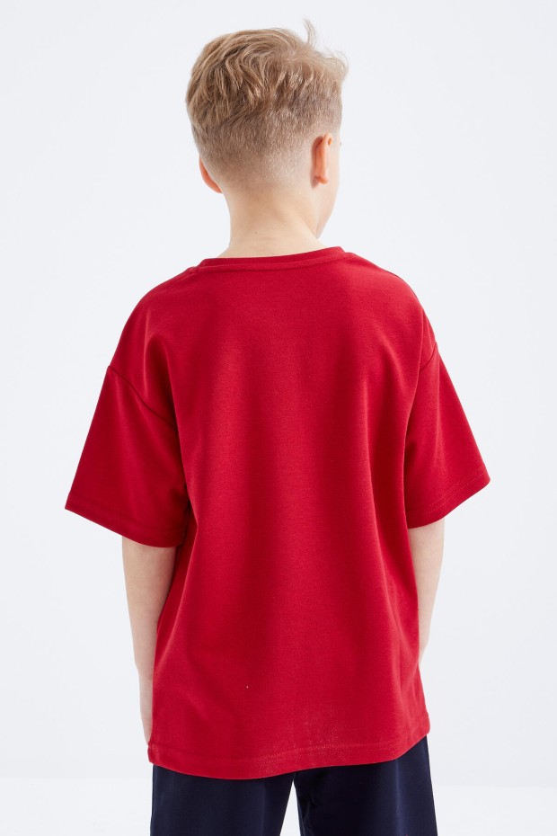 Tommy Life Kırmızı Oversize Yazı Baskılı Kısa Kollu O Yaka Erkek Çocuk T-Shirt - 10930. 5
