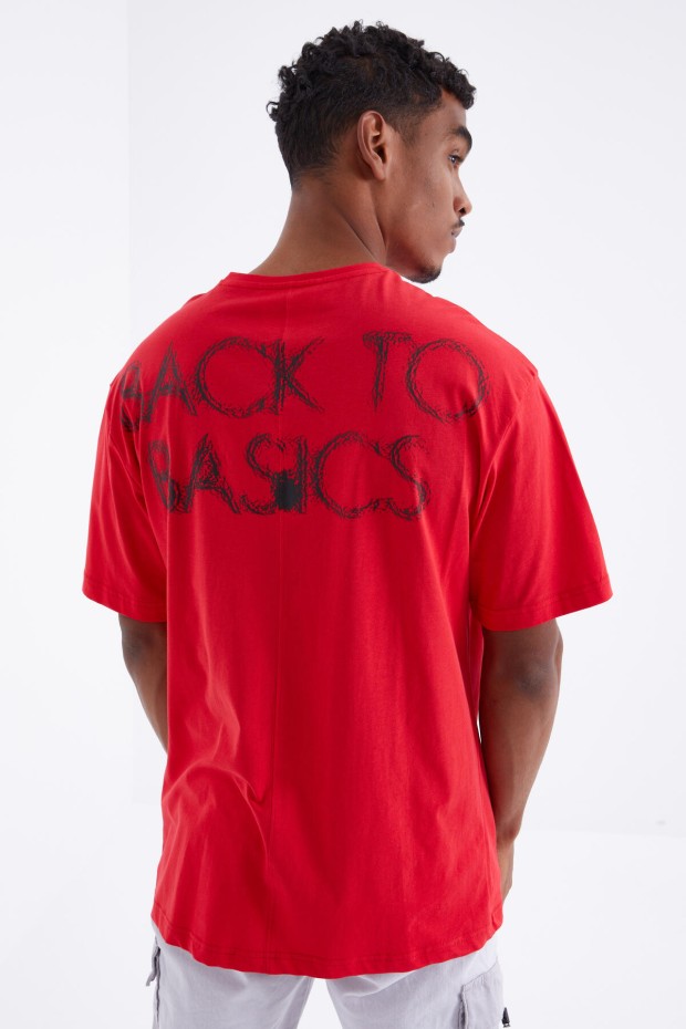 Tommy Life Kırmızı Sırtı Yazı Baskılı O Yaka Erkek Oversize T-Shirt - 88100. 3 Tommy Life Kırmızı Sırtı Yazı Baskılı O Yaka Erkek Oversize T-Shirt - 88100. 3
