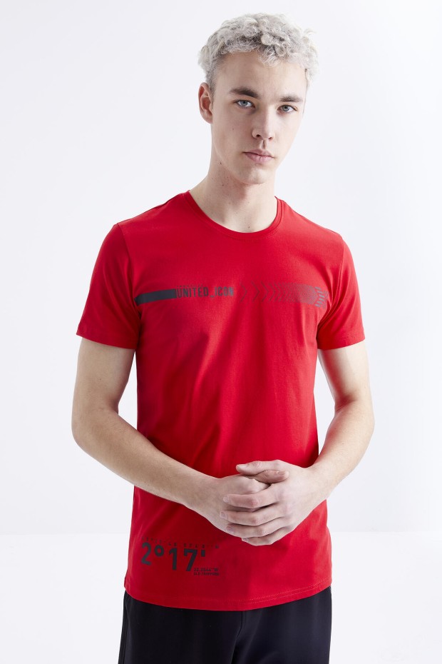 Tommy Life Kırmızı - Siyah Baskı Detaylı O Yaka Standart Kalıp Manşetli Erkek Eşofman Takım - 85175. 2 Tommy Life Kırmızı - Siyah Baskı Detaylı O Yaka Standart Kalıp Manşetli Erkek Eşofman Takım - 85175. 2