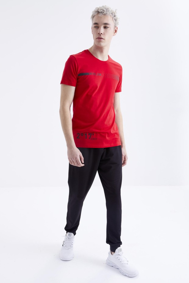 Tommy Life Kırmızı - Siyah Baskı Detaylı O Yaka Standart Kalıp Manşetli Erkek Eşofman Takım - 85175. 3 Tommy Life Kırmızı - Siyah Baskı Detaylı O Yaka Standart Kalıp Manşetli Erkek Eşofman Takım - 85175. 3