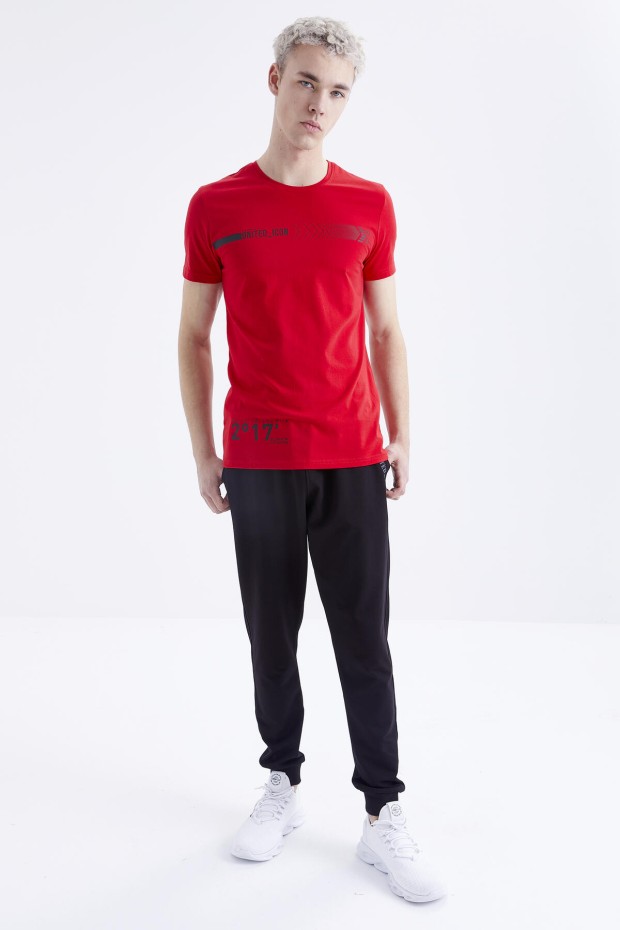 Tommy Life Kırmızı - Siyah Baskı Detaylı O Yaka Standart Kalıp Manşetli Erkek Eşofman Takım - 85175. 8 Tommy Life Kırmızı - Siyah Baskı Detaylı O Yaka Standart Kalıp Manşetli Erkek Eşofman Takım - 85175. 8