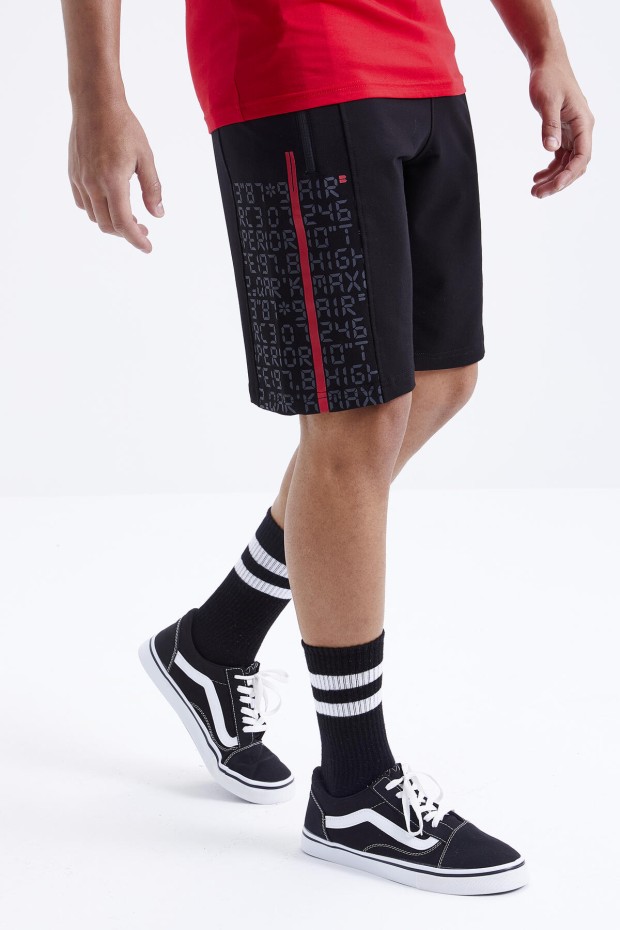 Tommy Life Kırmızı - Siyah Yazı Baskılı O Yaka Bermuda Erkek Şort Takım - 85172. 7 Tommy Life Kırmızı - Siyah Yazı Baskılı O Yaka Bermuda Erkek Şort Takım - 85172. 7