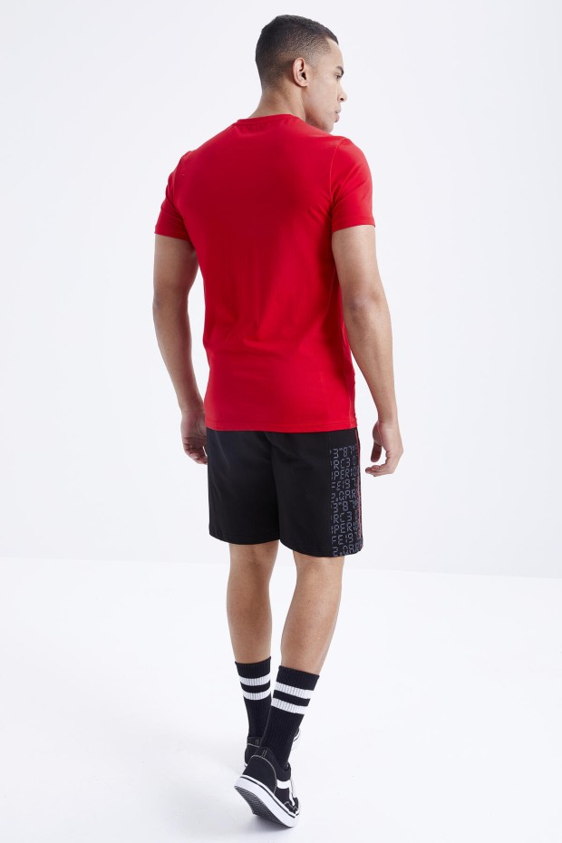 Tommy Life Kırmızı - Siyah Yazı Baskılı O Yaka Bermuda Erkek Şort Takım - 85172. 5 Tommy Life Kırmızı - Siyah Yazı Baskılı O Yaka Bermuda Erkek Şort Takım - 85172. 5
