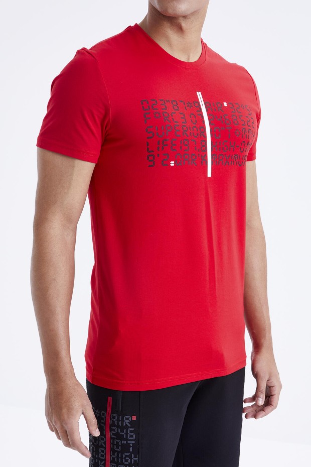 Tommy Life Kırmızı - Siyah Yazı Baskılı O Yaka Bermuda Erkek Şort Takım - 85172. 4 Tommy Life Kırmızı - Siyah Yazı Baskılı O Yaka Bermuda Erkek Şort Takım - 85172. 4