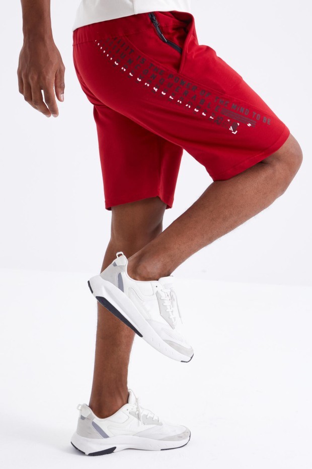Tommy Life Kırmızı Yazı Nakışlı Fermuar Cepli Bağcıklı Standart Kalıp Erkek Şort - 81225. 2 Tommy Life Kırmızı Yazı Nakışlı Fermuar Cepli Bağcıklı Standart Kalıp Erkek Şort - 81225. 2