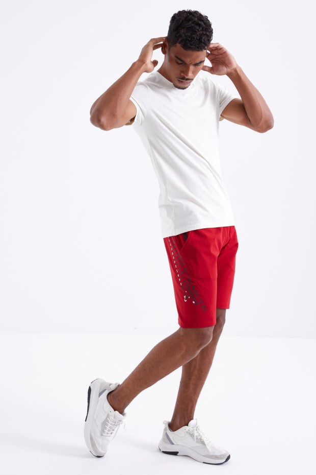 Tommy Life Kırmızı Yazı Nakışlı Fermuar Cepli Bağcıklı Standart Kalıp Erkek Şort - 81225. 5 Tommy Life Kırmızı Yazı Nakışlı Fermuar Cepli Bağcıklı Standart Kalıp Erkek Şort - 81225. 5
