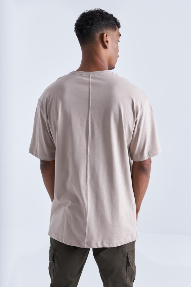 Tommy Life Koyu Bej Büyük Baskılı O Yaka Erkek Oversize T-Shirt - 88092. 4 Tommy Life Koyu Bej Büyük Baskılı O Yaka Erkek Oversize T-Shirt - 88092. 4