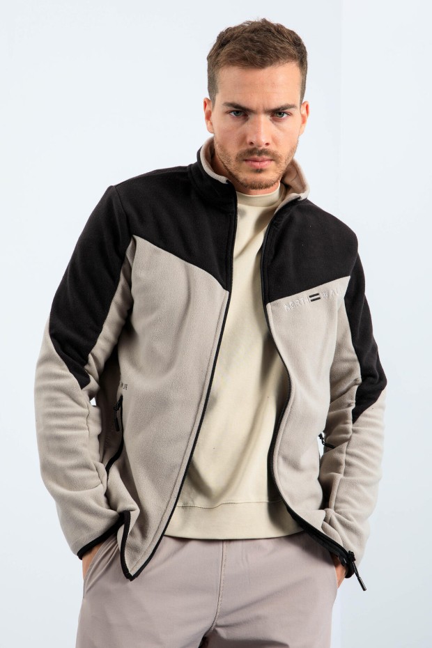 Tommy Life Koyu Bej İki Renkli Fermuarlı Dik Yaka Standart Kalıp Erkek Sweatshirt Polar - 87994. 1 Tommy Life Koyu Bej İki Renkli Fermuarlı Dik Yaka Standart Kalıp Erkek Sweatshirt Polar - 87994. 1