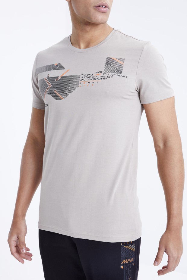 Tommy Life Koyu Bej - Siyah Baskı Detaylı O Yaka Standart Kalıp Manşetli Erkek Eşofman Takım - 85174. 8 Tommy Life Koyu Bej - Siyah Baskı Detaylı O Yaka Standart Kalıp Manşetli Erkek Eşofman Takım - 85174. 8