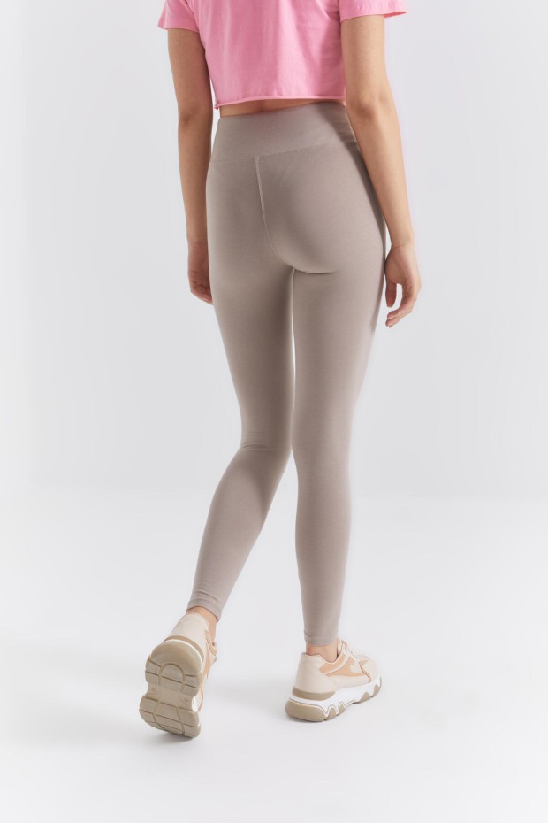 Koyu Bej Yüksek Bel Toparlayıcı Slim Fit Dar Paça Kadın Tayt - 94011 - 8