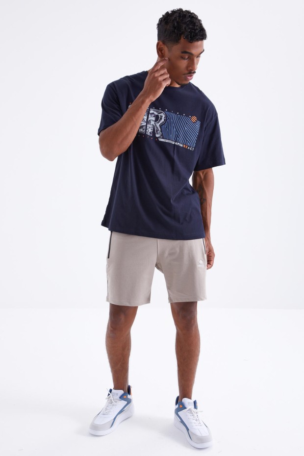 Tommy Life Lacivert Air Baskılı O Yaka Erkek Oversize T-Shirt - 88097. 7 Tommy Life Lacivert Air Baskılı O Yaka Erkek Oversize T-Shirt - 88097. 7