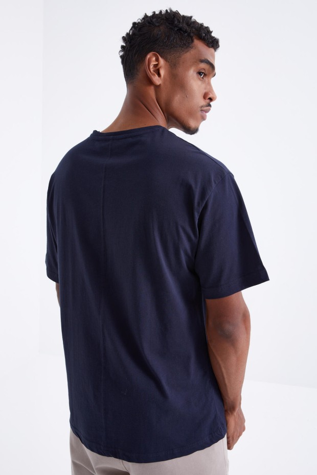 Tommy Life Lacivert Air Baskılı O Yaka Erkek Oversize T-Shirt - 88097. 4 Tommy Life Lacivert Air Baskılı O Yaka Erkek Oversize T-Shirt - 88097. 4