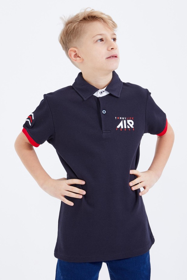 Tommy Life Lacivert Air Yazılı Standart Kalıp Polo Yaka Erkek Çocuk T-Shirt - 10894. 3