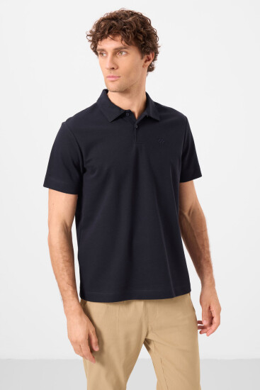 Lacivert Standart Kalıp Basic Polo Yaka Erkek T-Shirt - 87748 