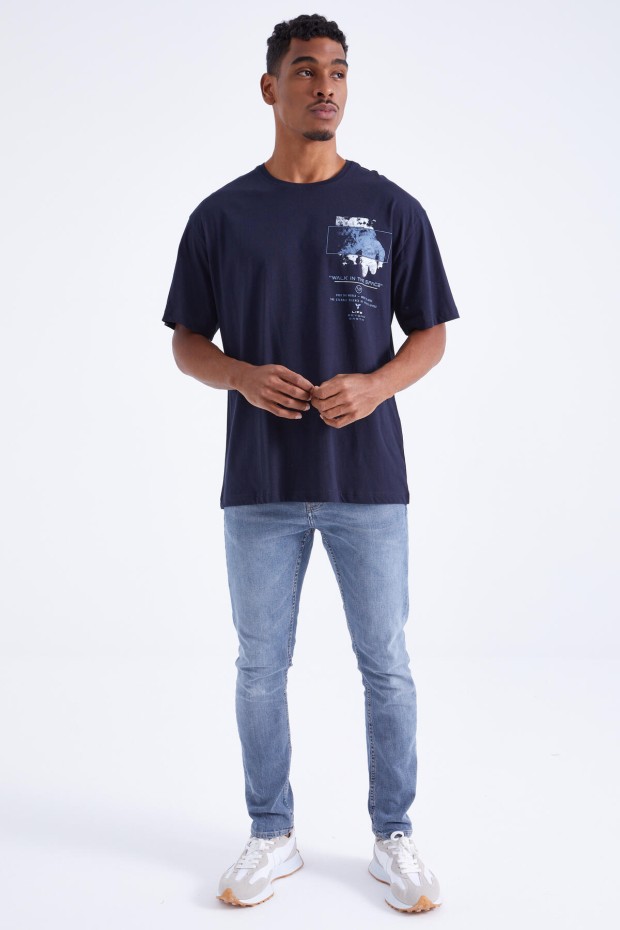 Tommy Life Lacivert Baskı Detaylı O Yaka Erkek Oversize T-Shirt - 88099. 1 Tommy Life Lacivert Baskı Detaylı O Yaka Erkek Oversize T-Shirt - 88099. 1