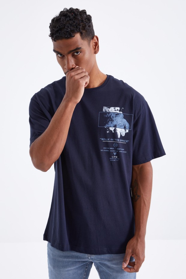 Tommy Life Lacivert Baskı Detaylı O Yaka Erkek Oversize T-Shirt - 88099. 8 Tommy Life Lacivert Baskı Detaylı O Yaka Erkek Oversize T-Shirt - 88099. 8