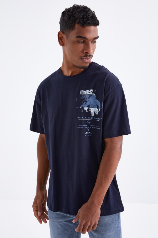 Tommy Life Lacivert Baskı Detaylı O Yaka Erkek Oversize T-Shirt - 88099. 6 Tommy Life Lacivert Baskı Detaylı O Yaka Erkek Oversize T-Shirt - 88099. 6