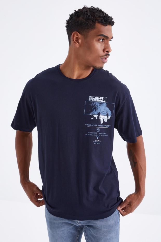 Tommy Life Lacivert Baskı Detaylı O Yaka Erkek Oversize T-Shirt - 88099. 5 Tommy Life Lacivert Baskı Detaylı O Yaka Erkek Oversize T-Shirt - 88099. 5
