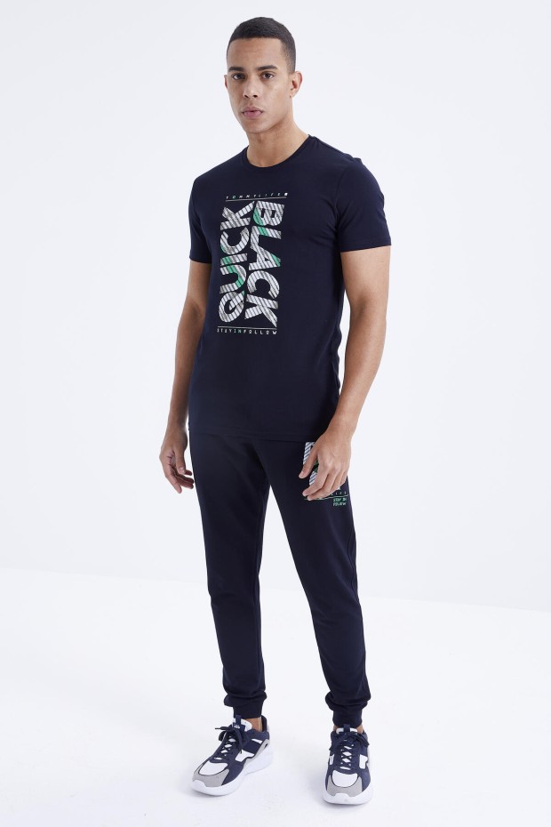 Tommy Life Lacivert Baskı Detaylı O Yaka Standart Kalıp Manşetli Erkek Eşofman Takım - 85173. 8 Tommy Life Lacivert Baskı Detaylı O Yaka Standart Kalıp Manşetli Erkek Eşofman Takım - 85173. 8