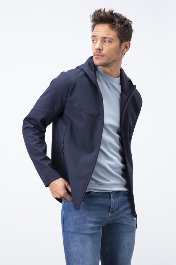 Tommy Life Lacivert Fermuarlı Kapüşonlu Su ve Rüzgar Geçirmez Softshell Erkek Mont - 88051. 1 Tommy Life Lacivert Fermuarlı Kapüşonlu Su ve Rüzgar Geçirmez Softshell Erkek Mont - 88051. 1