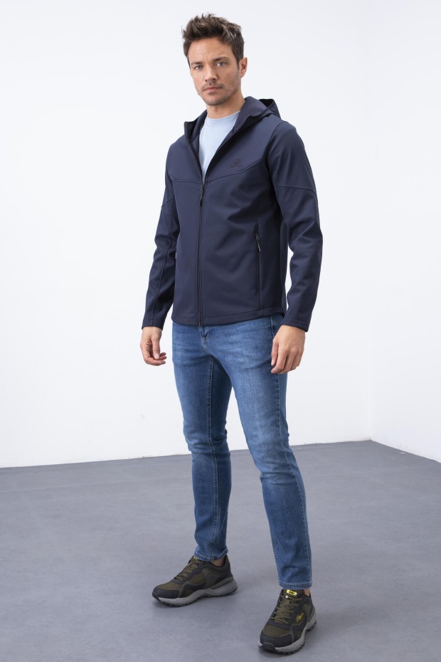 Tommy Life Lacivert Fermuarlı Kapüşonlu Su ve Rüzgar Geçirmez Softshell Erkek Mont - 88051. 3 Tommy Life Lacivert Fermuarlı Kapüşonlu Su ve Rüzgar Geçirmez Softshell Erkek Mont - 88051. 3
