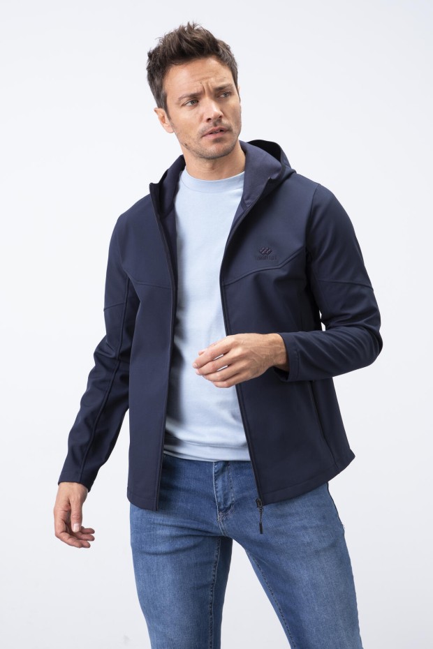 Tommy Life Lacivert Fermuarlı Kapüşonlu Su ve Rüzgar Geçirmez Softshell Erkek Mont - 88051. 2 Tommy Life Lacivert Fermuarlı Kapüşonlu Su ve Rüzgar Geçirmez Softshell Erkek Mont - 88051. 2