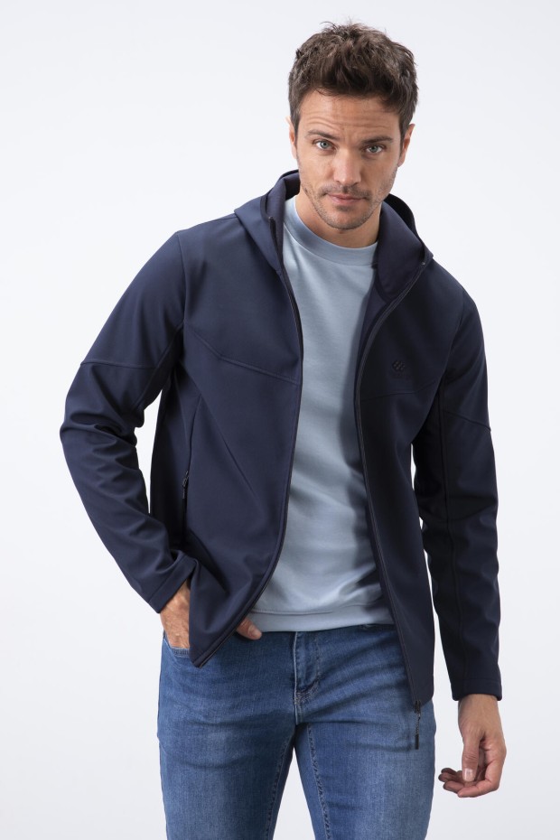 Tommy Life Lacivert Fermuarlı Kapüşonlu Su ve Rüzgar Geçirmez Softshell Erkek Mont - 88051. 6 Tommy Life Lacivert Fermuarlı Kapüşonlu Su ve Rüzgar Geçirmez Softshell Erkek Mont - 88051. 6