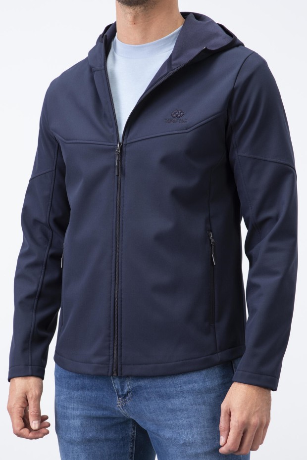 Tommy Life Lacivert Fermuarlı Kapüşonlu Su ve Rüzgar Geçirmez Softshell Erkek Mont - 88051. 4 Tommy Life Lacivert Fermuarlı Kapüşonlu Su ve Rüzgar Geçirmez Softshell Erkek Mont - 88051. 4