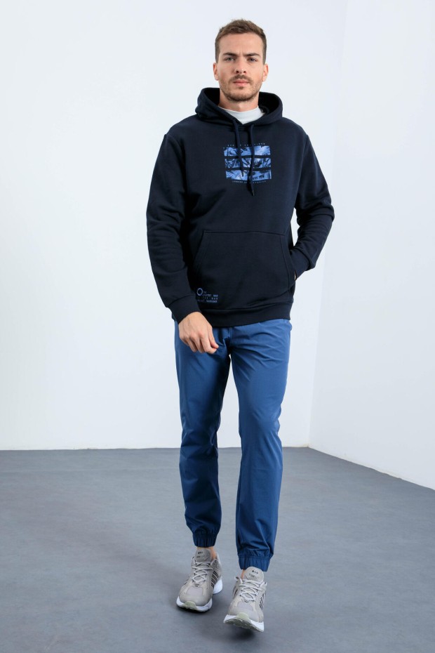 Tommy Life Lacivert Kaplan Baskılı Kapüşonlu Rahat Form Erkek Sweatshirt - 88036. 6 Tommy Life Lacivert Kaplan Baskılı Kapüşonlu Rahat Form Erkek Sweatshirt - 88036. 6
