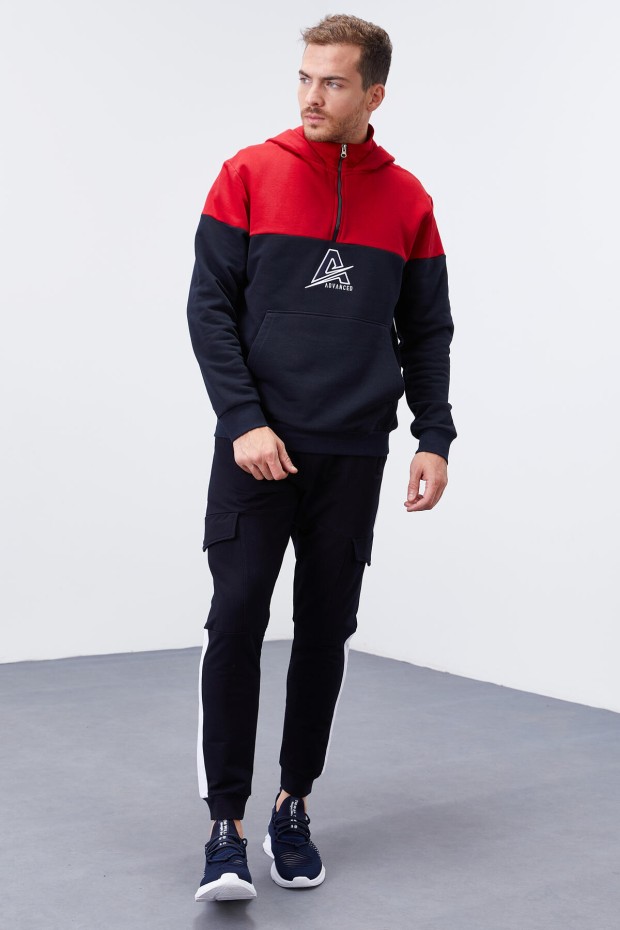 Tommy Life Lacivert Nakış Detaylı Yarım Fermuar Kapüşonlu Erkek Sweatshirt - 88033. 2 Tommy Life Lacivert Nakış Detaylı Yarım Fermuar Kapüşonlu Erkek Sweatshirt - 88033. 2
