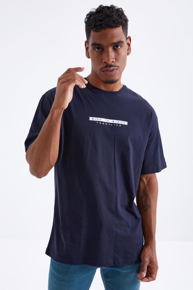 Tommy Life Lacivert Sırtı Yazı Baskılı O Yaka Erkek Oversize T-Shirt - 88100. 2 Tommy Life Lacivert Sırtı Yazı Baskılı O Yaka Erkek Oversize T-Shirt - 88100. 2