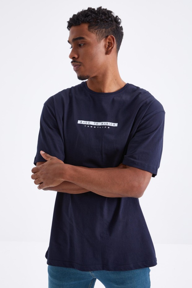 Tommy Life Lacivert Sırtı Yazı Baskılı O Yaka Erkek Oversize T-Shirt - 88100. 8 Tommy Life Lacivert Sırtı Yazı Baskılı O Yaka Erkek Oversize T-Shirt - 88100. 8