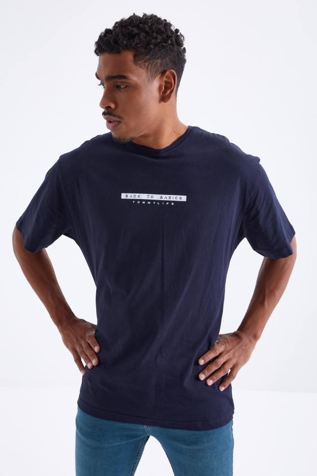 Tommy Life Lacivert Sırtı Yazı Baskılı O Yaka Erkek Oversize T-Shirt - 88100. 5 Tommy Life Lacivert Sırtı Yazı Baskılı O Yaka Erkek Oversize T-Shirt - 88100. 5