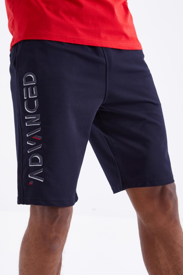 Tommy Life Lacivert Yazı Nakışlı Bağcıklı Standart Kalıp Erkek Şort - 81223. 8 Tommy Life Lacivert Yazı Nakışlı Bağcıklı Standart Kalıp Erkek Şort - 81223. 8