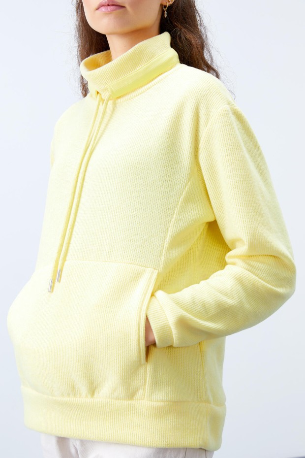 Tommy Life Limon Dik Yaka Bağcıklı Selanik Triko Kadın Oversize Sweatshirt - 97195. 4 Tommy Life Limon Dik Yaka Bağcıklı Selanik Triko Kadın Oversize Sweatshirt - 97195. 4