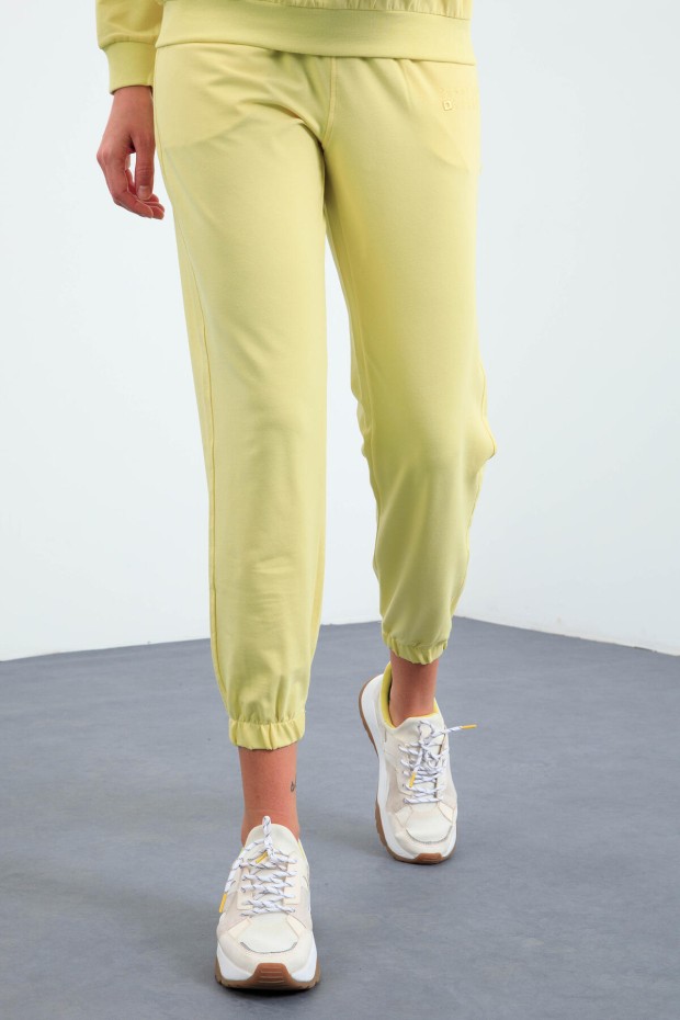 Limon Basic Pamuklu O Yaka Oversize Lastik Paça Kadın Eşofman Takım - 95287 - 2
