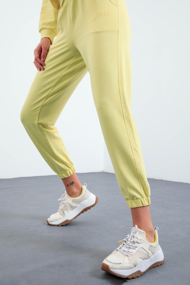 Limon Basic Pamuklu O Yaka Oversize Lastik Paça Kadın Eşofman Takım - 95287 - 5